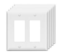 LIDER Matte Finish Double Decorator Switch Cover, 2 Gang Outlet Wall Plate, Mid-Size 2-Gang 4.88" x 4.92", Unbreakable Polycarbonate Thermoplastic, UL Listed, LWP-32M-W5P, White