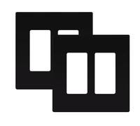 LIDER Matte Finish Double Decorator Switch Cover, Screwless Wall Plate, Mid-Size 2-Gang 4.88" x 4.92", Unbreakable Polycarbonate Thermoplastic, UL Listed, LSWP-32M-BK2P, Black, 2 Pack