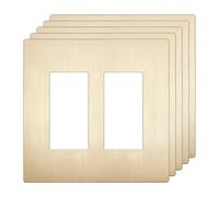 LIDER Matte Finish Double Decorator Switch Cover, Screwless Wall Plate, Mid-Size 2-Gang 4.88" x 4.92", Unbreakable Polycarbonate Thermoplastic, UL Listed, LSWP-32M-BGD5P, Brushed Gold, 5 Pack