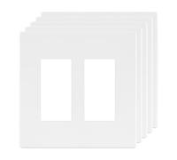 LIDER Matte Finish Double Decorator Switch Cover, Screwless Wall Plate, Mid-Size 2-Gang 4.88" x 4.92", Unbreakable Polycarbonate Thermoplastic, UL Listed, LSWP-32M-W5P, White, 5 Pack