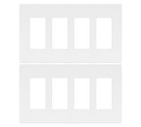 LIDER Matte Finish Quadruple Decorator Switch Cover, Screwless Wall Plate, Mid-Size 4-Gang 4.88" x 8.58", Polycarbonate Thermoplastic, UL Listed, LSWP-34M-W2P, White, 2 Pack