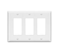 LIDER Matte Finish Triple Decorator Switch Cover, Three Gang Outlet Wall Plate, Mid-Size 3-Gang 4.88" x 6.77", Unbreakable Polycarbonate Thermoplastic, UL Listed, LWP-33M-W, White