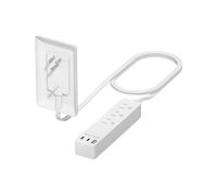 LIDER Outlet Extender with 3 Receptacles, 21W USB Type-A, and 2 USB Type-C, Ultra-Thin Wall Plate Plug with Cord Extender, 3-Outlet Power Strip, Flat-Face, Slim Design, ETL-Listed, 3ft, White