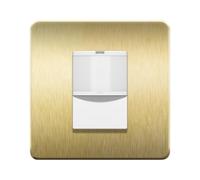LIDER PIR Motion Sensor Light Switch, Occupancy/Vacancy Modes, Durable Metal Plate Cover, No Earth No Neutral, Adjustable Time Delay, UKCA Certified, Brushed Brass (Use a 35mm-deep back box)