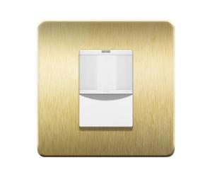 LIDER PIR Motion Sensor Light Switch, Occupancy/Vacancy Modes, Durable Metal Plate Cover, No Earth No Neutral, Adjustable Time Delay, UKCA Certified, Brushed Brass (Use a 35mm-deep back box)