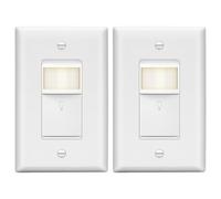 LIDER PIR Vacancy Motion Sensor Switch with LED Guide Light, 1200 Sq. Ft. Coverage, No Neutral No Ground, Adjustable Time Delay, UL Listed, Wall Plate Included, White, 2 Pack