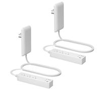 LIDER Plug Extender with 3 Receptacles, 12W usb, Type A and USB Type C, Ultra Thin Wall Plate Plug with Cable Extender, 3 Outlet Power Filter, Flat Face, Fi Design