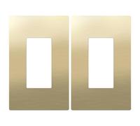 LIDER Screwless Metal-Surface Wall Plate, Decorator Switch Cover, Temperature and Impact Resistant, 201 Stainless Steel, Modern Decoration Upgrade, Mid-Size 1-Gang 4.88" x 3.11", Brushed Brass, 2 Pack