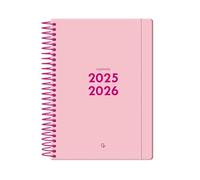 Liderpapel 25-26 Spiral Basic Pink Day Page A5 Bilingual FSC Paper 70 g.