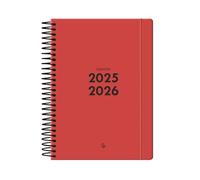 Liderpapel 25-26 Spiral Basic Red Week to View A5 Bilingual FSC Paper 70 g