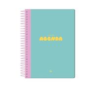 Liderpapel School Diary 25-2 6 Spiral Classic Turquoise Blue Week View A5 Bilingual FSC Paper 70g.