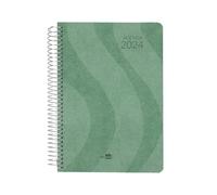 Liderpapel Spiral Diary Syros 15 x 21 cm 2024 Day Page Simple Spiral Green Paper 60 g Catalan