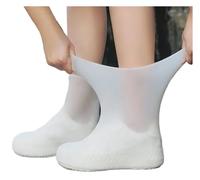 LIDFEP Waterproof Shoe Covers 2 Pair Silicone WaterProof Shoe Covers Lip-resistant Rubber Rain Boot Rain Gear Overshoes Accessories for Outdoor Rainy Day(White)