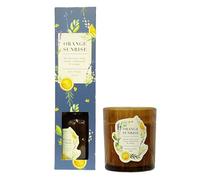 LidI Orange Sunrise - Woody Notes with Citrus, Cedarwood & Orange Reed Diffuser & Scented Candle | 100mL+200g [Bundle]