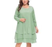 LIDLIT 2PCS Women Mother of The Bride Dresses Plus Size Evening Jacket Dresses, Light Green, 4XL (Plus)