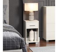Lido Single Drawer White High Gloss Bedside Table - Wilko
