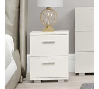 Lido 2 Drawer White High Gloss Compact Bedside Table - Wilko