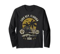 Lido Key Florida Sunset Hotrod Alligator Design Long Sleeve T-Shirt