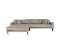 Lido Stone Fabric Lounge Sofa with Black Legs - LHF