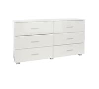 Lido - White high gloss 3+3 compact chest of drawers