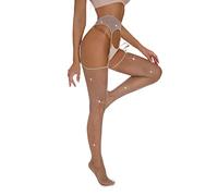 Lidogirl Women's Rhinestone Garter Belt with Fishnet Stockings Skin
