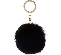 LIDOUK 2 Pieces Pom Poms Keychains Fluffy Faux Pompoms Keyring Soft Plush Key Ring Ornament Pendant Accessory for Ladies Girls