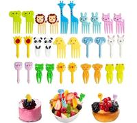 LIDOUK 30-Piece Animal Decoration Fork Set, Children's Fruit Fork, Metal & Plastic Handle, 3-6cm