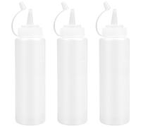 LIDOUK 500ML Bottles with Caps, 3 Pack Squeezy Sauce Bottles, Plastic Squeeze Dispensers with Measurements for Ketchup, BBQ, Sauces, Syrup, Dressings