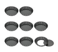 LIDOUK Mini Flan Tins, 4 inch Pie Dish with Removable Loose Bottom, 8 Packs Tart Mold Baking Cups, Cupcake Tart Mould for Pudding