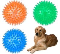 LIDOUK Squeaky Spiky Balls 3 Pack, 6.5cm Large Dog Toys for Small Medium Large Dogs - Durable Chew Toys for Aggressive Chewers