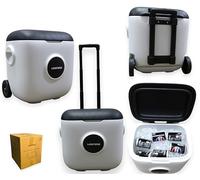 Lidsters 30L Wheeled Cooler Box - Insulated Ice Chest with Handle, 5 Day Ice Retention, Portable Cool Box for Camping, Fishing, BBQ, Beach - Grey & Black