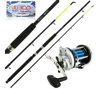 Lidsters Sea Fishing Boat Max Rod 6FT Yellow Tip + JD300 Multiplier Reel 20lbs Blue Line, Multicolor