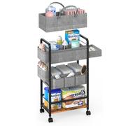 LIDTOP 2In1 Baby Diaper Caddy & 4-Tier Rolling Diaper Cart, Diaper Caddy Organizer Cart with Dividers & Drawer, Mobile Metal Bedside Cart for Nursery Essentials Storage, Large Capacity