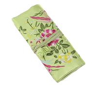 Lidwot Light Green Multipurpose Silk Jewelry Organizer Roll - Vintage Embroidery Case for Travel/Daily/Events,Foldable Zipper Pocket for Rings and Necklaces,Luxurious Compact