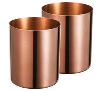 Lidwot Rose Gold 304 Stainless Steel Pen Holder Set of 2 - Vacuum Coated and Fade-Resistant Round Nordic Style Metal Cup for Desk, Stationery, Kitchen Tools and Makeup Brushes Storage