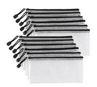 Lidwot Set of 12 Clear Plastic Mesh Zip Pouches - - Document Holder, Pencil Case, Waterproof Storage for Office Supplies, Bills, Files, Home Budgeting, Savings Challenges, School, Office, Travel.