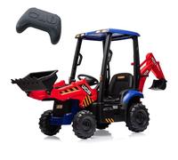 Lidzopas 12V Kids Ride on Car with Remote Control, Excavator Digger Toy with Shovel & Bulldozer, Horn, Battery Powered Ride on Toy for 3+ Years Old Boys Girls, 2-4 Km/h