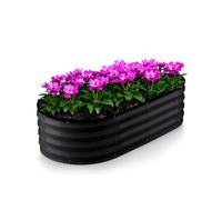 Lidzopas 150x60x20Cm Raised Garden Bed Metal Elevated Planter Box with Open Bottom and Safety Edging Outdoor Vegetable Fruit Flower Herb Growing Box Container
