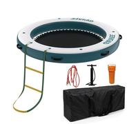 Lidzopas 2.4m×2.4m Heavy Duty Inflatable Floating Dock, PVC Floating Water Raft with Hammock, Non-Slip Top, Pump & Ladder, Multi-Person Floating Mat for Pool Lake Beach Activities