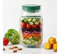 Lidzopas 2 Pack Leakproof Mason Jar Salad Containers, Side Opening Design with Removable Dressing Cups, BPA-Free Reusable Food Storage Bowls for Meal Prep Kitchen Office Travel
