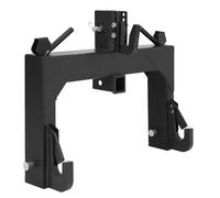 Lidzopas 3000lbs 3-Point Quick Hitch Adapter for Category 1 & 2 Tractors - Heavy Duty Farm Implement Attachment - Dual Receivers - 5-Level Adjustable Bolt - Fits Most Category 1 Implements - Black