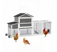 Lidzopas 80-Inch Mobile Wooden Chicken Coop with Wheels | Nesting Box & Run for 4-6 Hens, Easy-Clean, Weather-Resistant Backyard Hen House with Removable Tray