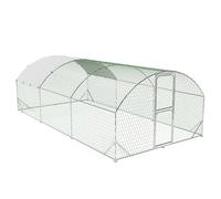 Lidzopas 9.8' W x 19.7' D x 6.6' H Heavy-Duty Outdoor Poultry Cage with Double Lockable Doors & Waterproof UV-Resistant Cover, Spacious Walk-in Metal Chicken Coop for Up to 10 Chickens, Ducks, Rabbits