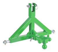 Lidzopas Category 1 Tractor 3-Point Quick Hitch Adapter, 2" Receiver Multi-Size Ball Mount, 6000 LBS Capacity Rust Resistant Steel Drawbar with Towing Hook & Ball Head, Green, Easy Installation