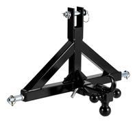 Lidzopas Category 1 Tractor 3-Point Quick Hitch Adapter, 2" Receiver Multi-Size Ball Mount, 6000 LBS Capacity Rust Resistant Steel Drawbar with Towing Hook & Ball Head, Black, Easy Installation