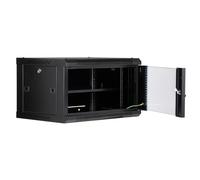Lidzopas Compact IT Rack Enclosure - 6U Wall Mount Network Cabinet - 17.7in Deep, Locking Glass Door, Removable Side Panels, Ventilated, Cooling Fan Holes for Home, Office, Commercial - With glass