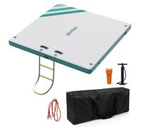 Lidzopas | Heavy Duty Inflatable Floating Dock, Marine Grade PVC Non-Slip Platform | Detachable Ladder & Carry Bag, Multi-Person Raft for Lake Pool Beach Fishing Sunbathing, 1.8×1.5m