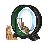 Lidzopas Large Cat Wheel for Indoor Pets, Treadmill with Safety Lock and Carpeted Runway for Pet's Fitness and Health, Large Wooden Cat Exercise Wheel for Indoor Training & Walking Black