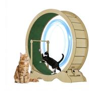 Lidzopas Large Cat Wheel for Indoor Pets, Treadmill with Safety Lock and Carpeted Runway for Pet's Fitness and Health, Large Wooden Cat Exercise Wheel for Indoor Training & Walking Wood Color