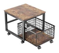 Lidzopas Movable Mini Fridge Stand with Foldable Drawer Basket Mini Drinks Refrigerator Cabinet with Lockable Wheels Fridge Cart, Sturdy Metal Frame, for Home Office, 54x50x45.7Cm